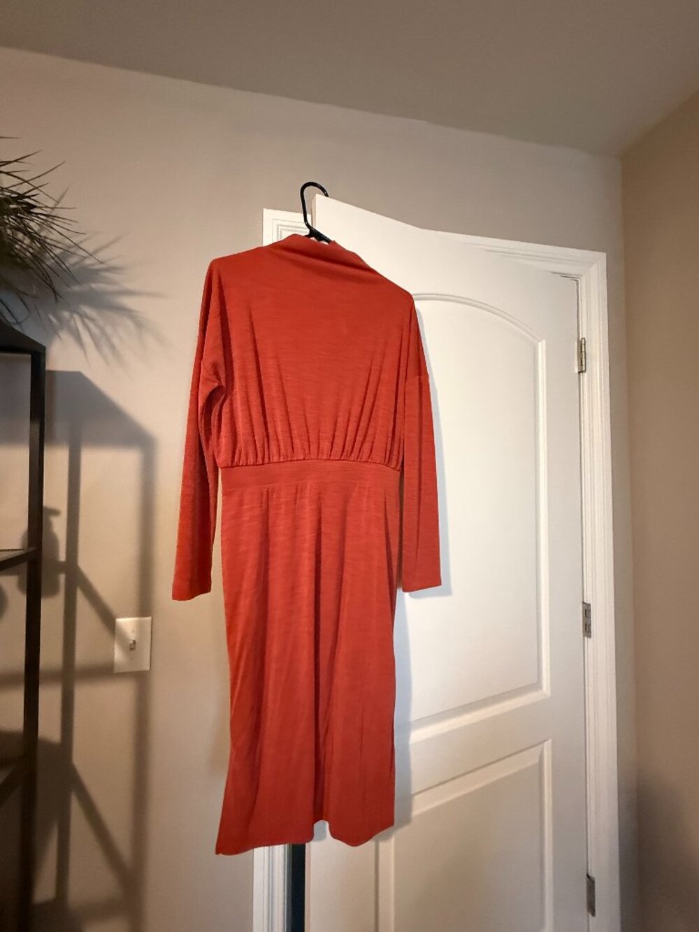 NWT Rachel Zoe Orange Mock Neck Ribbed Long Sleeve Midi Dress Size Medium